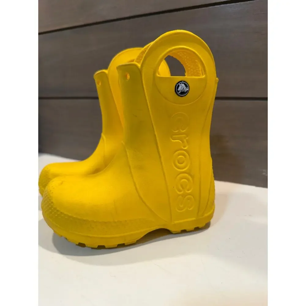 Crocs Kids Handle It Rain Boots Yellow Waterproof Casual Toddler Sz 8